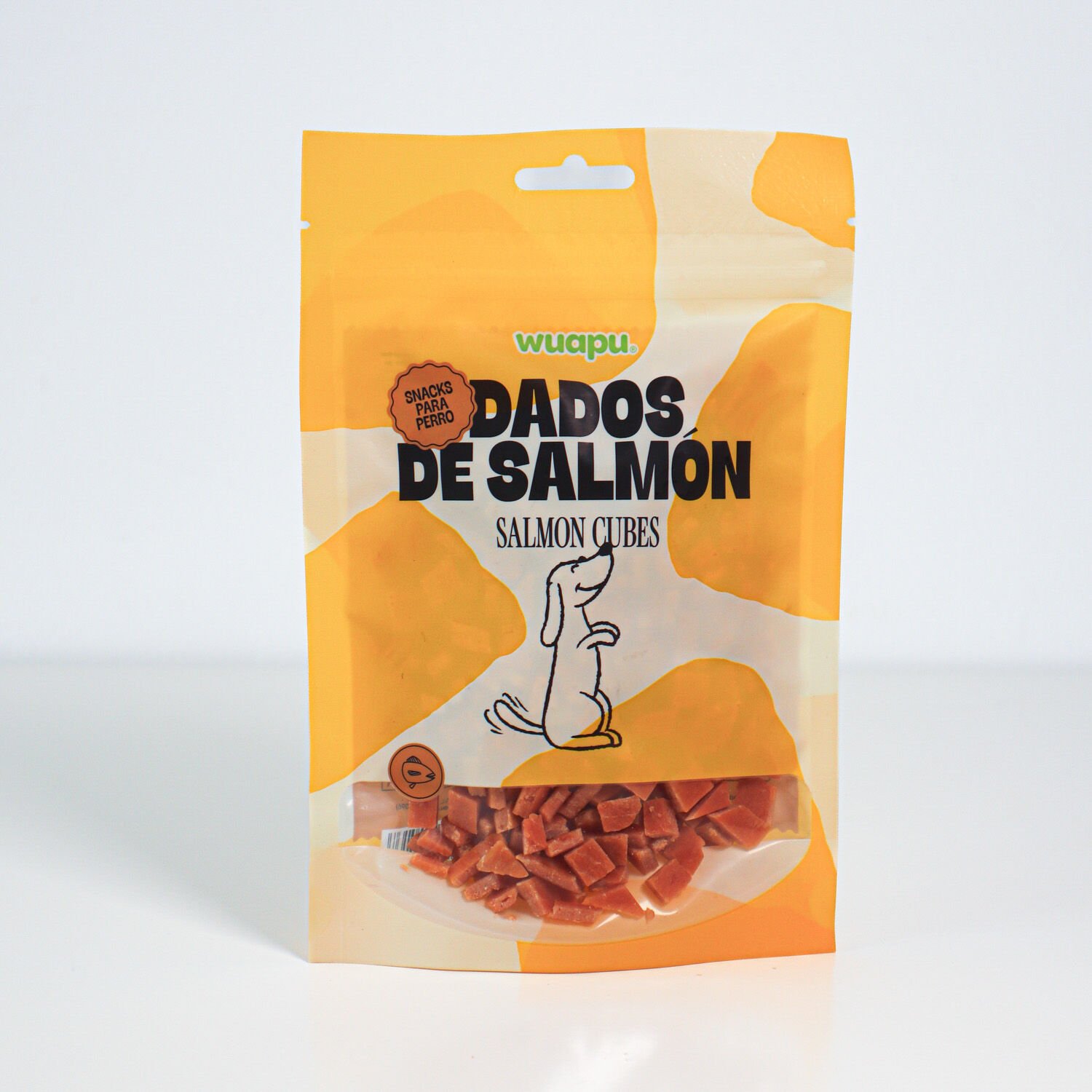 SNACK NATURAL PARA PERRO 60% SALMON EN DADOS 12 paq x(100gr) WUAPU, , large Imagen numero 3