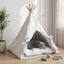 vidaXL Tienda de campa&ntilde;a para mascotas con coj&iacute;n Blanco Poli&eacute;ster Teepee gatos, , large indicador imagen numero 2