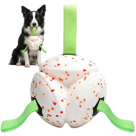 Nobleza Pelota Interactiva para Perros Medianos y Grandes (15 cm) - Juguete Resistente de Goma Flotante con Asas para Tirar y Morder, Pelota El&aacute;stica e Indestructible para Agua, Parque y Entrenamiento
