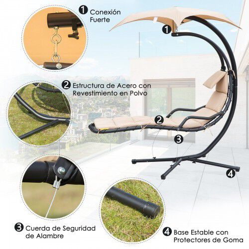 Outsunny Tumbona ergon&oacute;mica color Crema para jard&iacute;n, , large Imagen numero 5