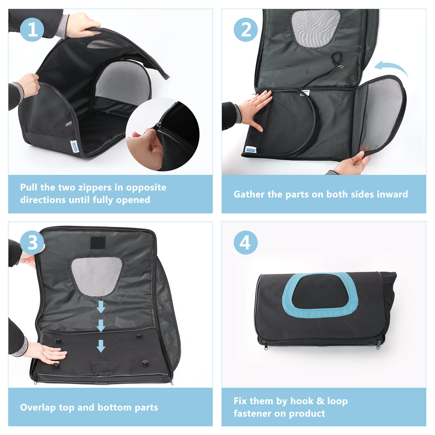 Nobleza -Transportin Gato Perro, Bolsa de Transporte Transpirable para Mascotas, 45*28*29cm transportador de mascotas para Perros/Gatos/Avi&oacute;n Mediano (Negro Azul), , large Imagen numero 5