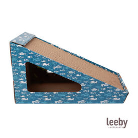 Leeby Walter rascador de cartón horizontal con bola y estampado de peces para gatos
