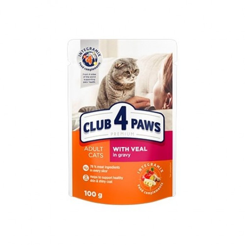 Club 4 Paws Pienso húmedo para gatos Ternera en salsa, , large image number null