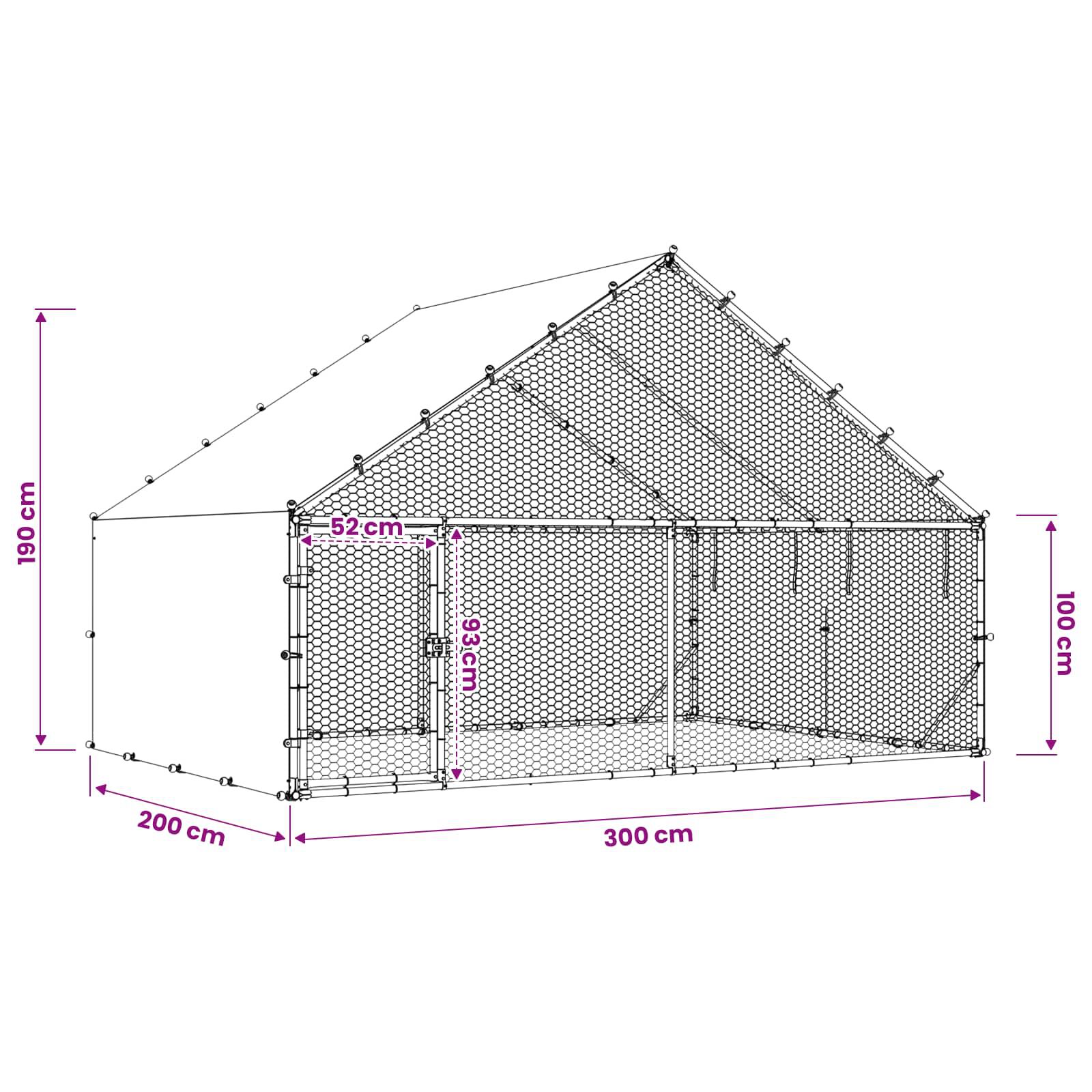 vidaXL Gallinero con Techo Plateado Acero Galvanizado Casa para Pollos Recinto, , large Imagen numero 4