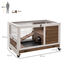 PawHut Jaula para Conejos de Madera Conejera para Mascotas Pequeñas Portátil Interior con Techo Abrible Rampa Bandeja Extraíble para Conejillos de Indias 90x53x59 cm Marrón, , large indicador imagen numero 3