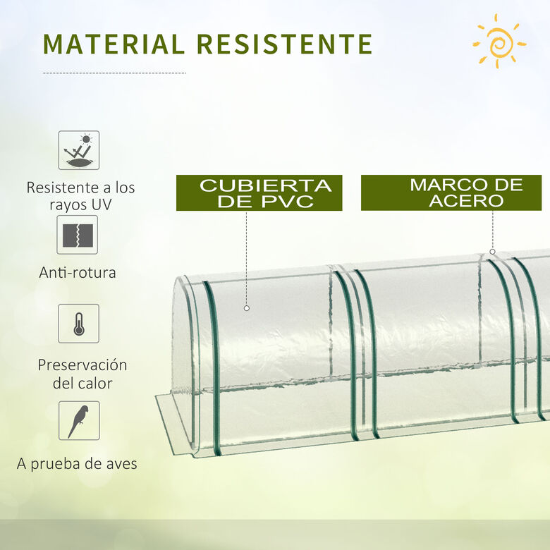 Invernadero Caseta transparente tipo Túnel Marco Acero y PVC para Jardín thumbnail