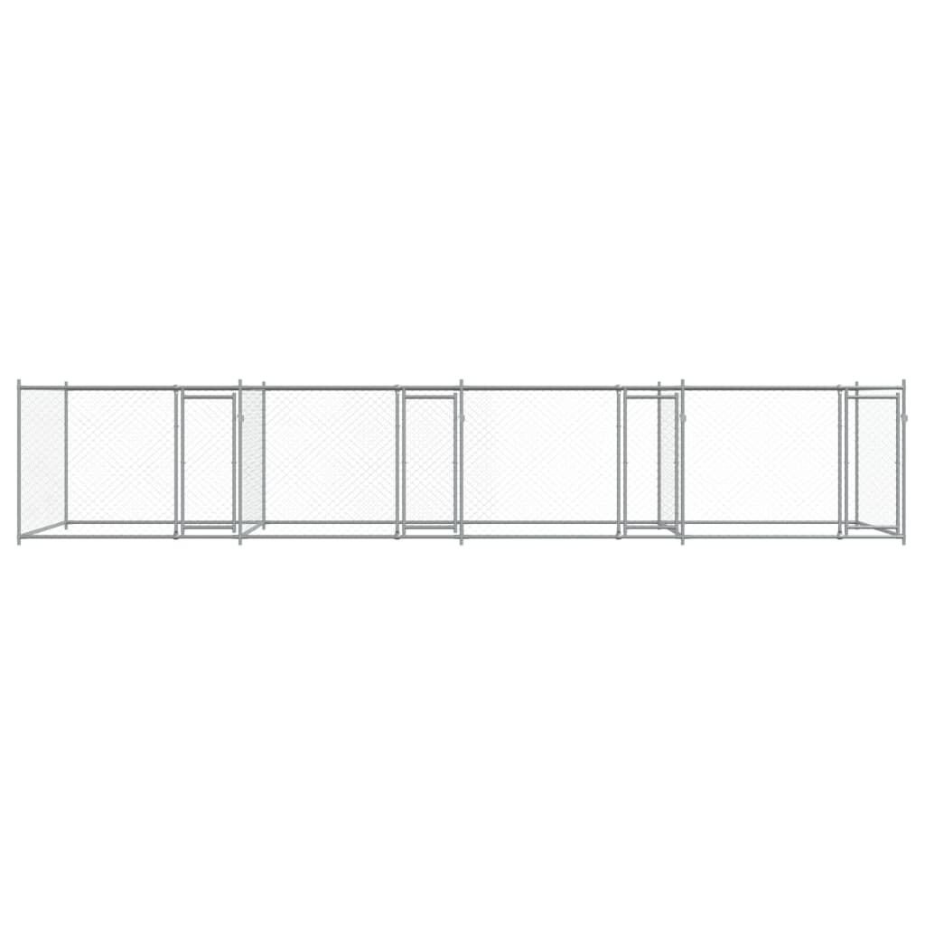 vidaXL Jaula de perros con puertas acero galvanizado gris 8x2x1,5 m, , large Imagen numero 3