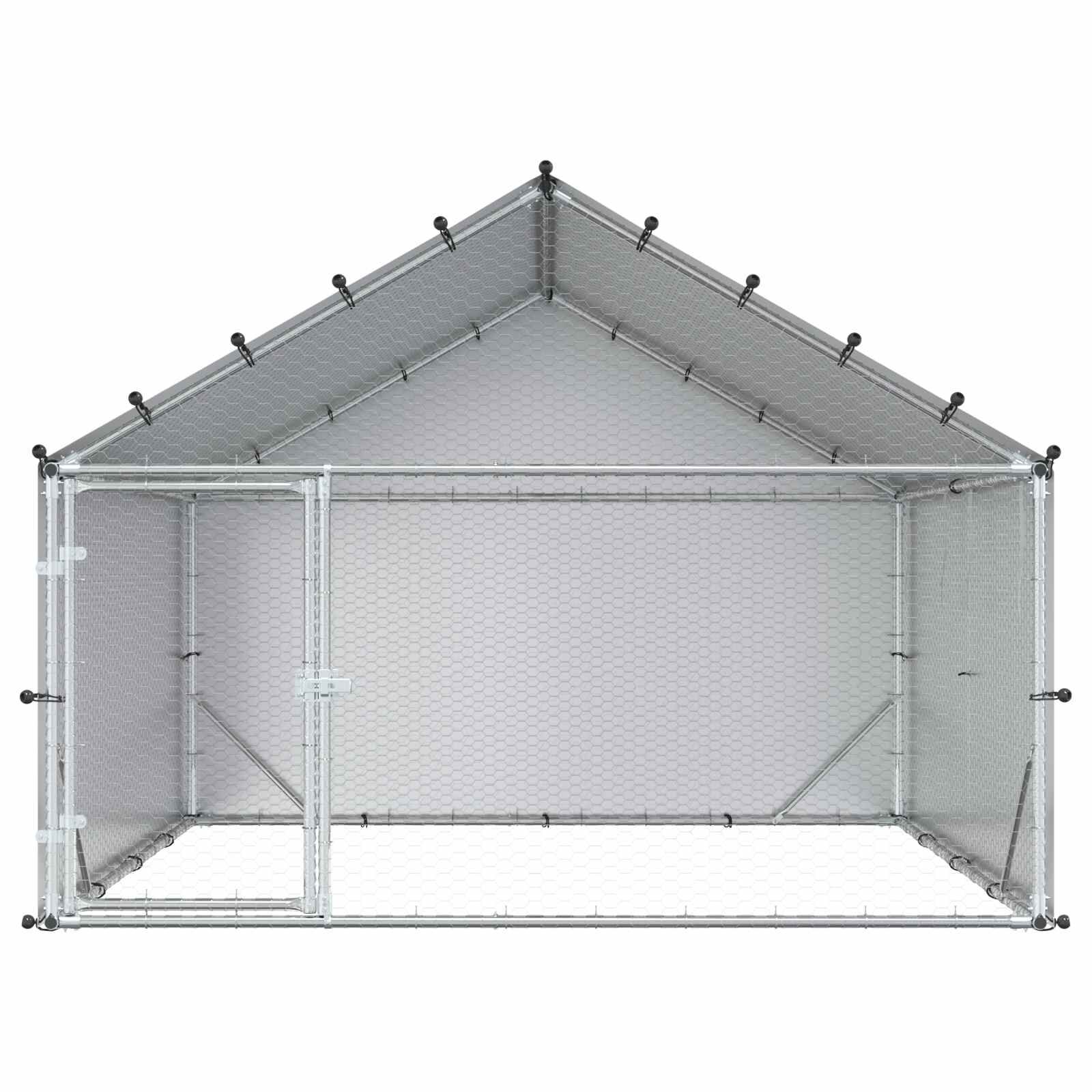 vidaXL Gallinero con Techo Plateado Acero Galvanizado Casa para Pollos Recinto, , large Imagen numero 8