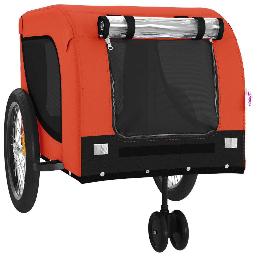 vidaXL Remolque bicicleta para perros hierro tela Oxford naranja negro, , large Imagen numero 3