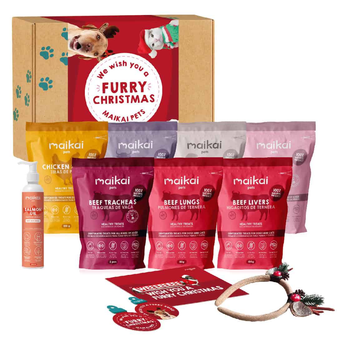 Caja Regalo Navidad para perros - Lote de snacks + Aceite de salm&oacute;n, , large Imagen numero 1