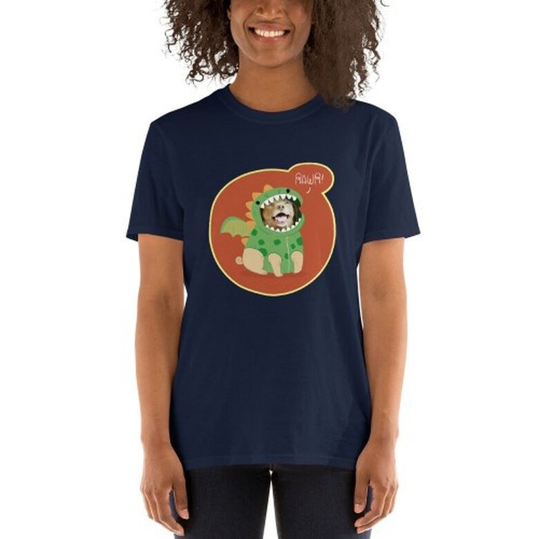 Mascochula camiseta mujer dino personalizada con tu mascota azul marino, , large image number null