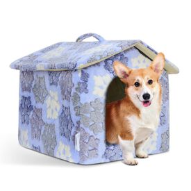 Nobleza Caseta de interior azul para perros y gatos peque&ntilde;os