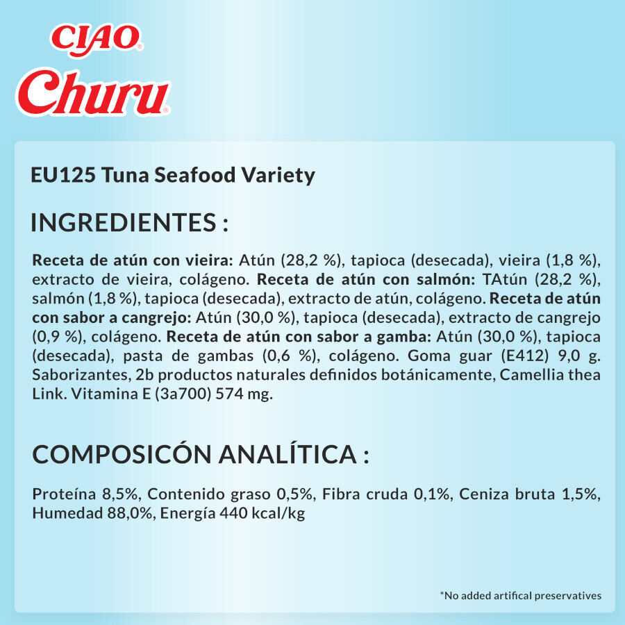 20 sobres x 14 g Churu Variedades de At&uacute;n con Marisco Snack L&iacute;quido para gatos, , large Imagen numero 7