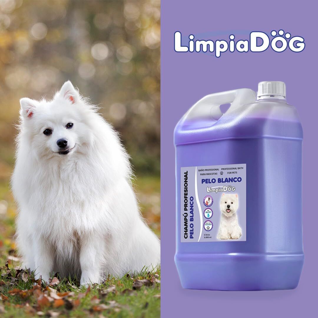 LIMPIADOG Champu para perros pelo blanco, ilumina el pelaje de tu mascota aroma Fresco y Natural 5 Litros, , large Imagen numero 4