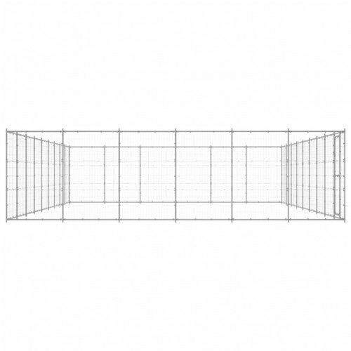 Vidaxl perrera con malla alrededor plateada para perros thumbnail