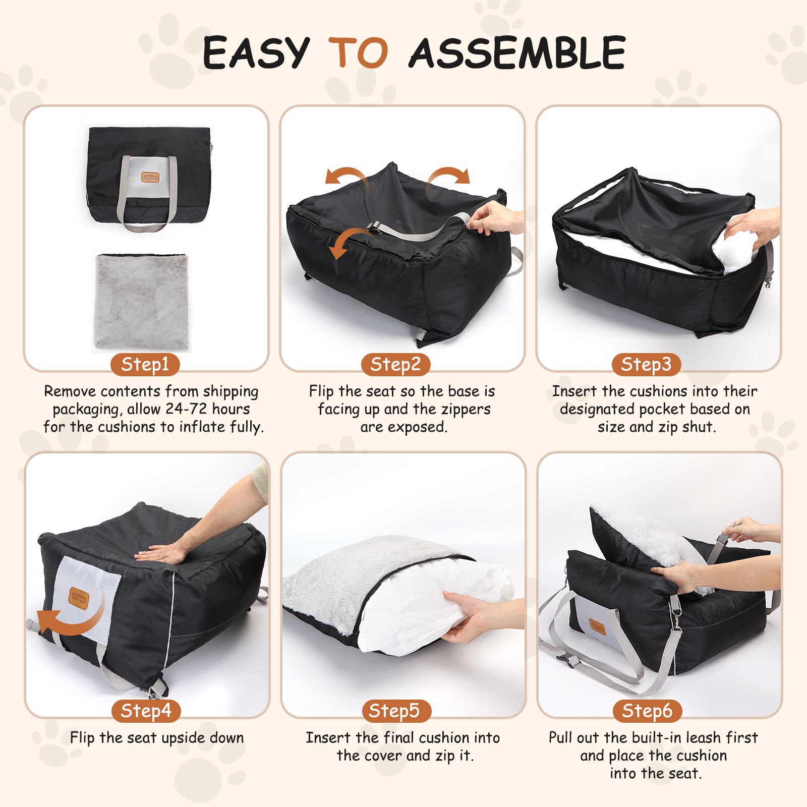 Nobleza Asiento de Coche negro con Bolsillos de Almacenamiento y Cojín Reversible para Perros Pequeños thumbnail