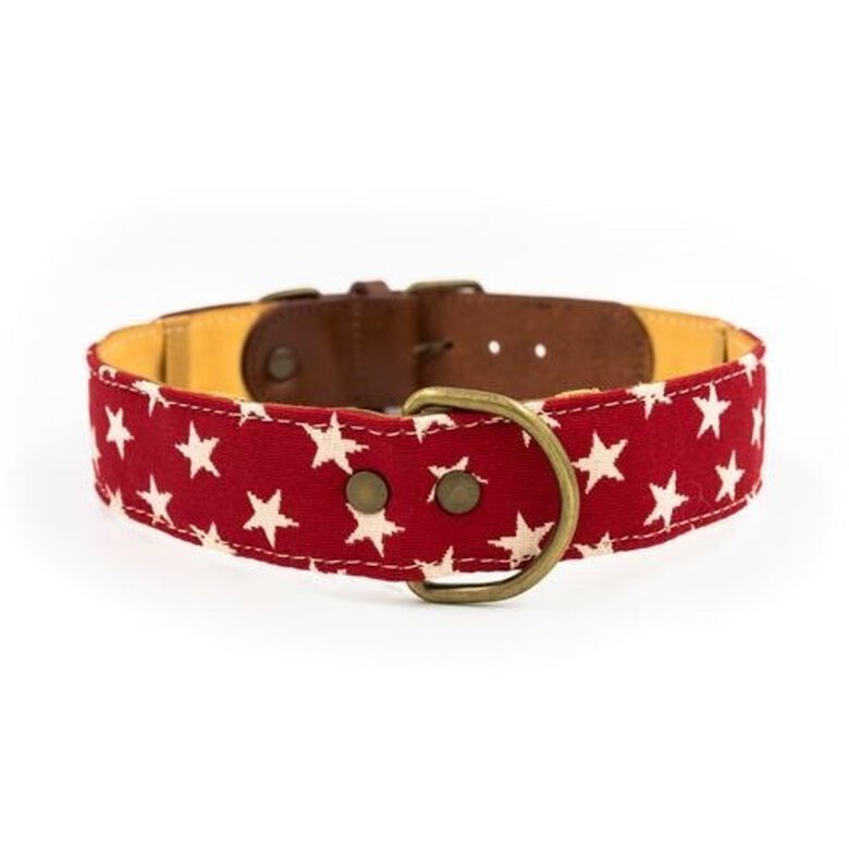Collar Nana hecho a mano para perros color Rojo/Estrellas Blancos, , large image number null