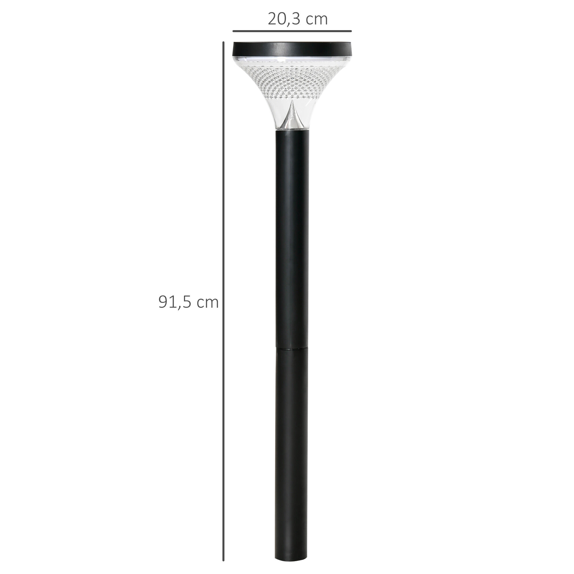 Outsunny 2 L&aacute;mparas de Camino de Pie Altura 91,5 cm con Luces LED Solares Sensor de Noche Crepuscular y Brillo Variable Set de 2 Faroles de Jard&iacute;n IP44 para Patio Parque Exterior Negro, , large Imagen numero 3