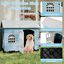 COSTWAY Caseta Perros de Pl&aacute;stico, Refugio para Mascotas con Puerta Bloqueable, 3 Ventanas, Techo Inclinado y Base con Orificios de Drenaje, Jaula Impermeable para Interior y Exterior (Azul), , large indicador imagen numero 4