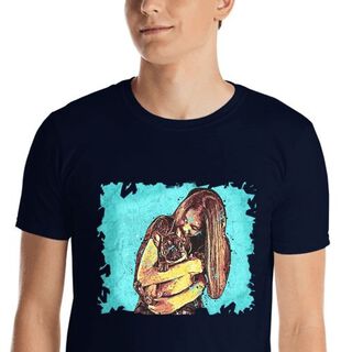 Mascochula camiseta hombre graffiti personalizada con tu mascota azul marino