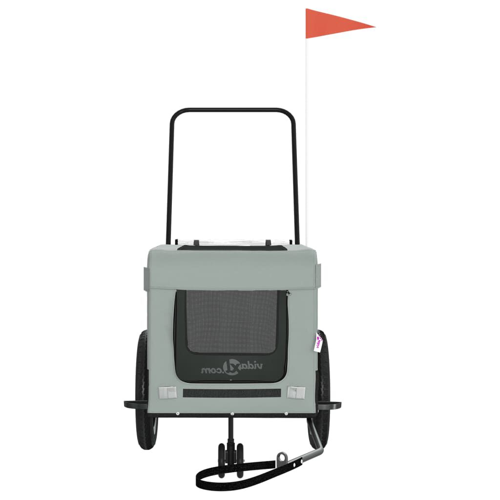vidaXL Remolque de bicicleta para perros hierro tela Oxford gris negro, , large Imagen numero 17