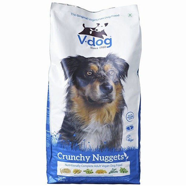 Pienso vegano V-Dog Crunchy Nuggets para perros sabor Natural, , large image number null