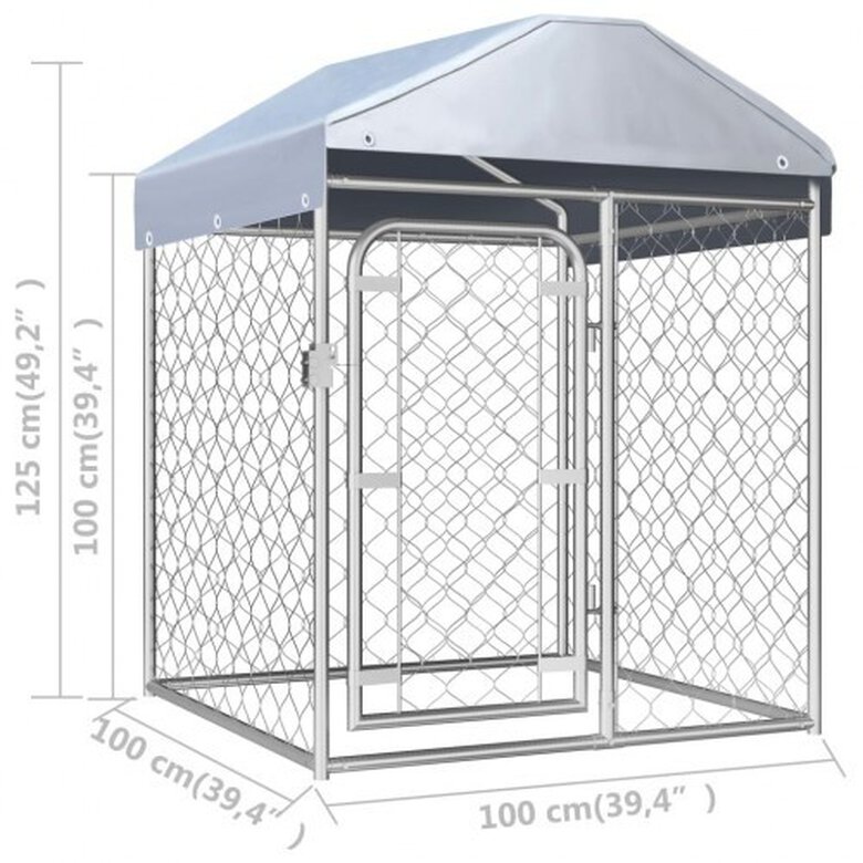 Perrera de exterior con toldo para mascotas color Plateado, , large image number null