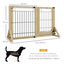 PawHut Barrera para Perros de Madera Valla para Mascotas Extensible de 2 Paneles con Patas de Apoyo Triangulares para Puerta Pasillo Escalera 112-159x44x70 cm Natural, , large indicador imagen numero 3