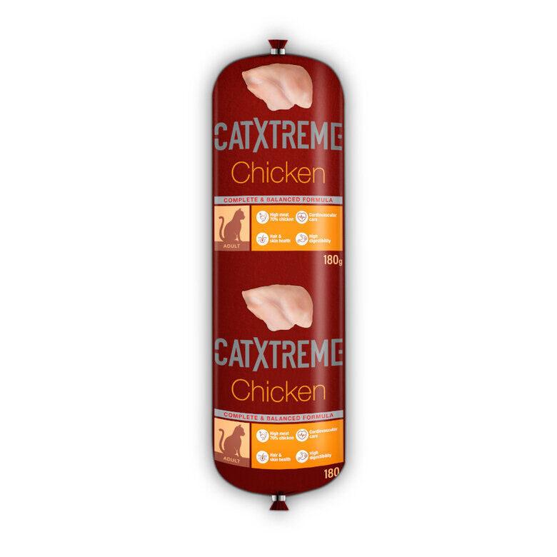 180 g Catxtreme Salchicha Pollo y Guisantes para gatos, , large Imagen numero 1