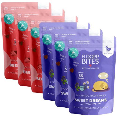 FlooppBITES soft snacks naturales sabor beef & veggies y sweet dreams para perros, , large Imagen numero 1