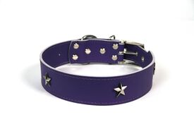 LGMCAN Collar de Piel lila con estrella para perros