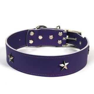 LGMCAN Collar de Piel lila con estrella para perros