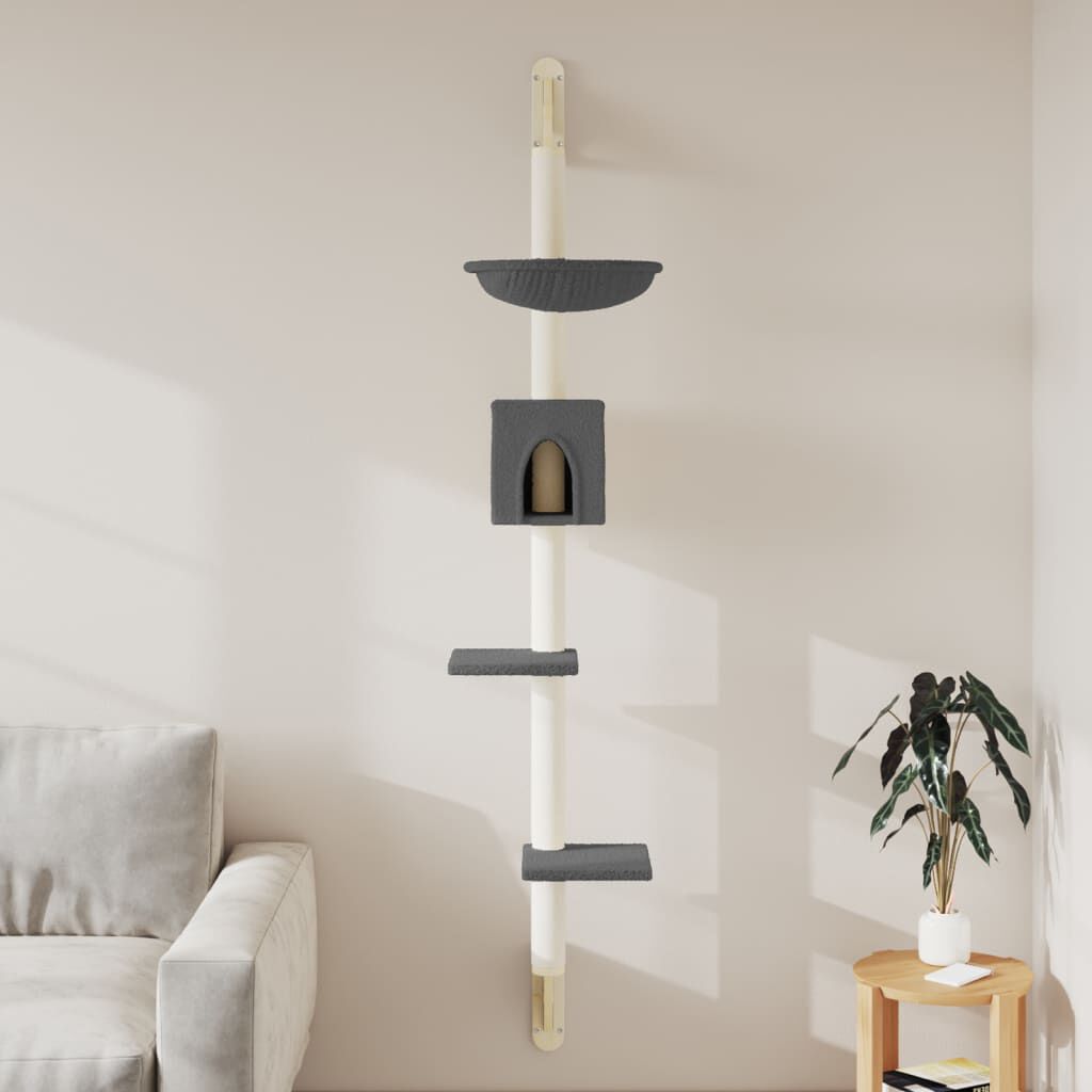 vidaXL &Aacute;rbol rascador para gatos de pared gris oscuro 187 cm, , large Imagen numero 2