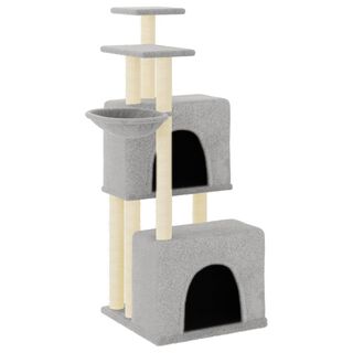 VidaXL Rascador con dos cuevas gris claro para gatos