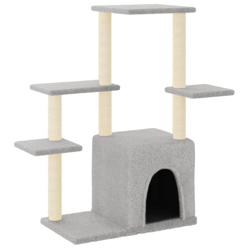 vidaXL Rascador para gatos con postes de sisal gris claro 97,5 cm, , large Imagen numero 1
