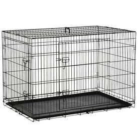 PawHut Transportín negro ABS y Acero con bandeja para mascotas
