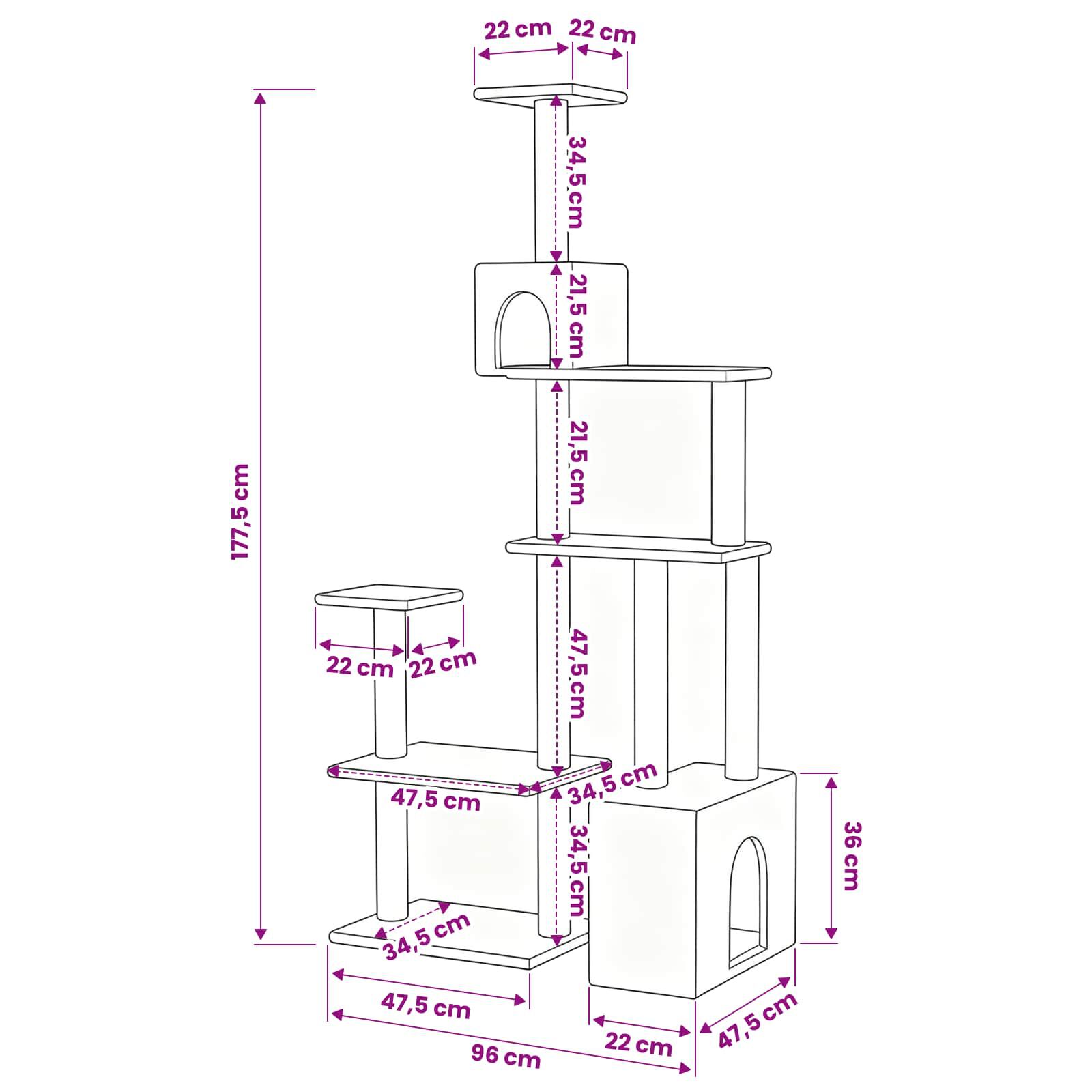 vidaXL &Aacute;rbol para gatos con postes de sisal &Aacute;rbol rascador Torre Juego Gatitos, , large Imagen numero 4