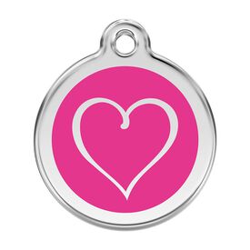 Red Dingo Placa identificativa Acero Inoxidable Esmalte Tribal Corazón Rosa Fuerte para perros