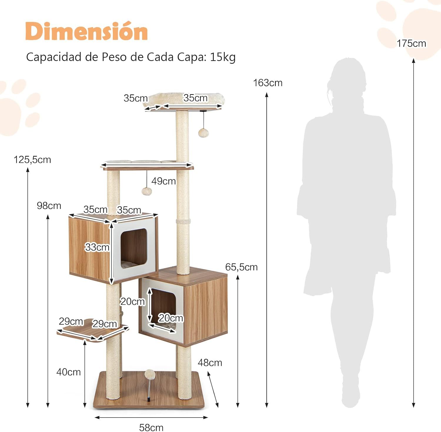 COSTWAY Árbol de madera moderno para Gatos thumbnail