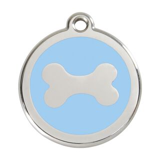 Red Dingo Placa identificativa Acero Inoxidable Esmalte Hueso Azul Claro para perros