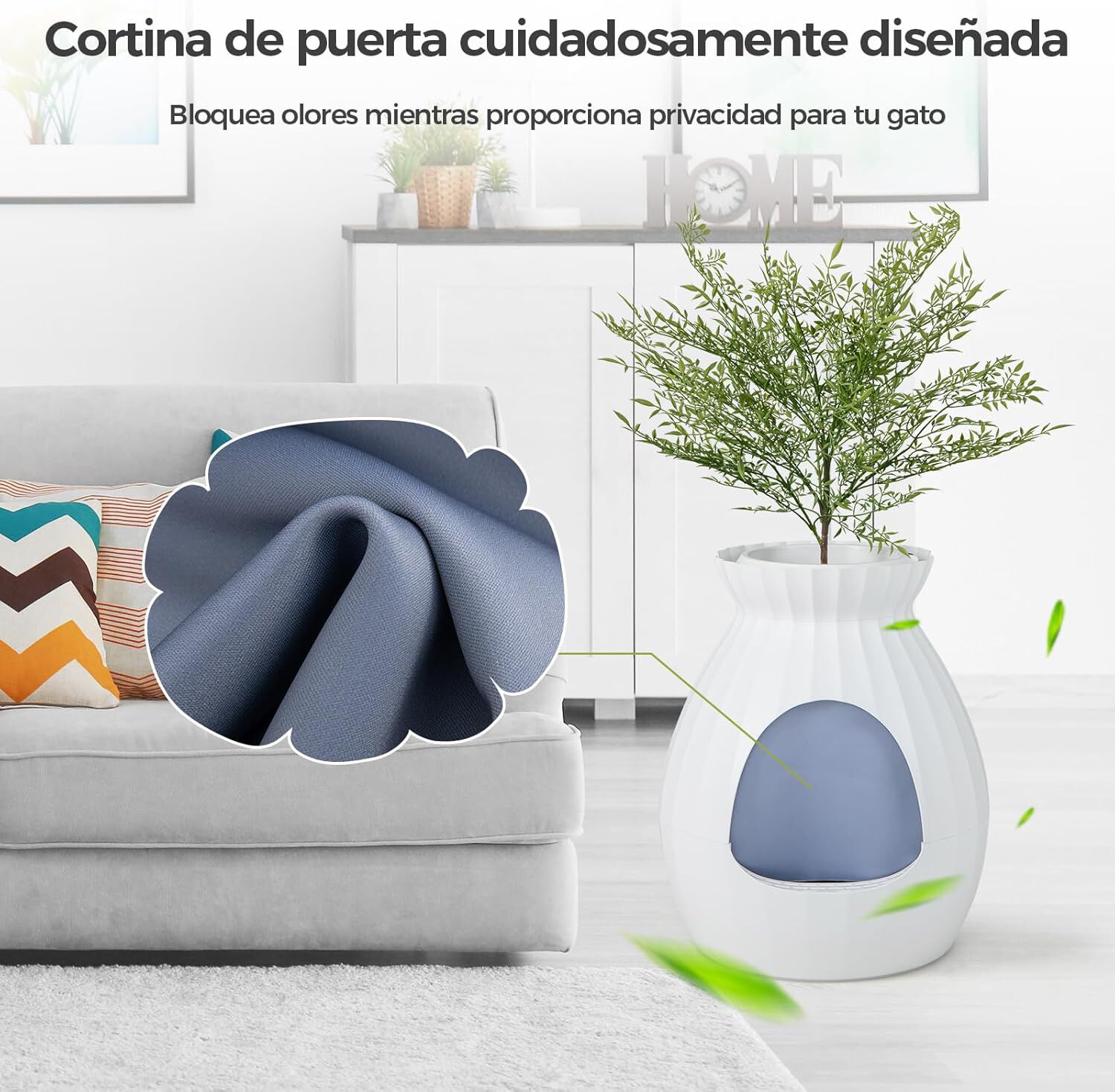 COSTWAY Caja de Arena Oculta, Incluye Planta Sint&eacute;tica Eliminaci&oacute;n Electr&oacute;nica de Olores y Esterilizaci&oacute;n, Caja De Arena para Plantas para Gatos, , large Imagen numero 3