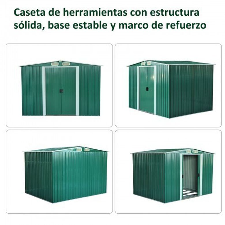 Cobertizo metálico tipo caseta color Verde thumbnail