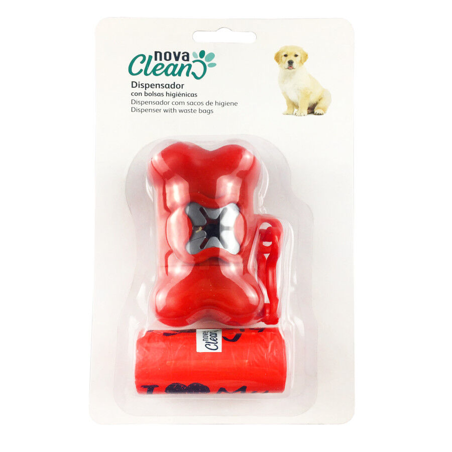 Nova Clean Pack Porta Bolsas Rojo + 60 Bolsas para heces de perros thumbnail