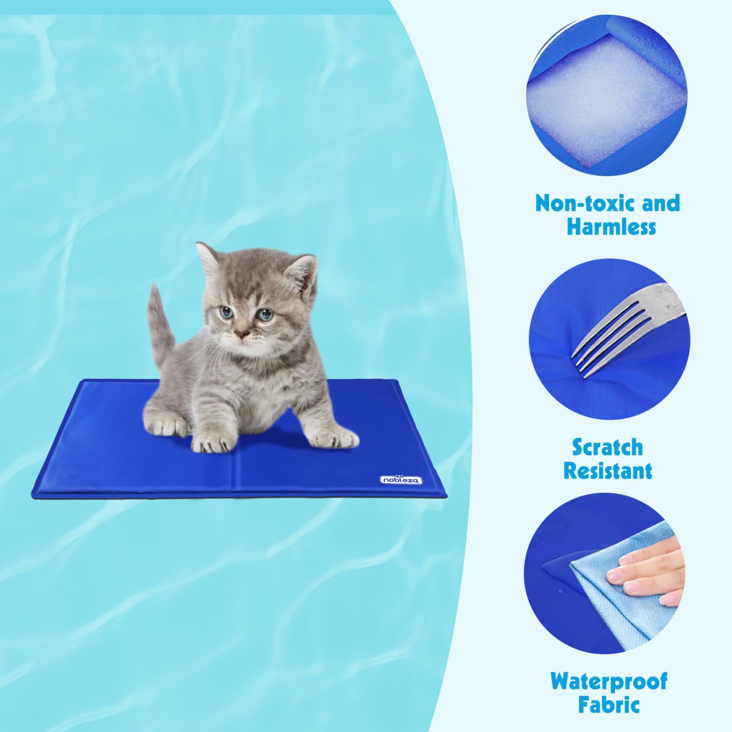 Nobleza Alfombra Refrescante para Gatos &ndash; Gel Auto-refrigerante No T&oacute;xico, Activado por Presi&oacute;n, 40x50 cm, Azul, , large Imagen numero 4