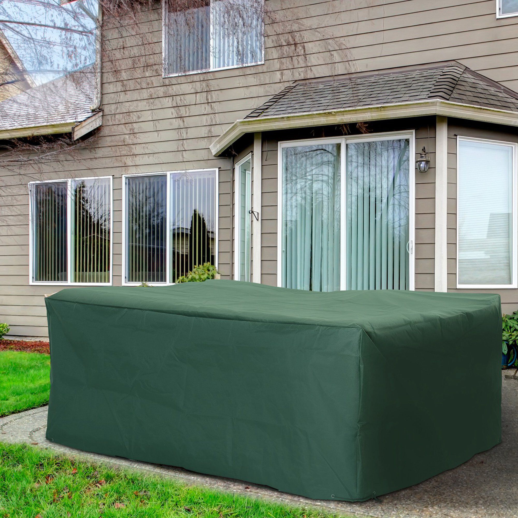 Outsunny Funda para Muebles de Jard&iacute;n 245x165x55 cm Cubierta de Protecci&oacute;n de Exterior con Ojales de Aluminio y Tela Oxford Impermeable para Terraza Patio Balc&oacute;n Verde, , large Imagen numero 2