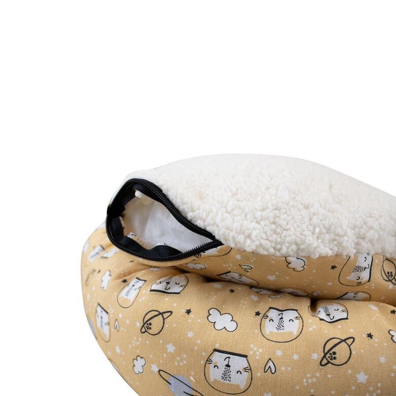 Leeby Cama Donut Antideslizante Estampado Comic Amarillo para gatos thumbnail