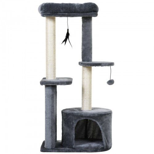 Rascador multi-niveles torre PawHut color Gris y Blanco thumbnail