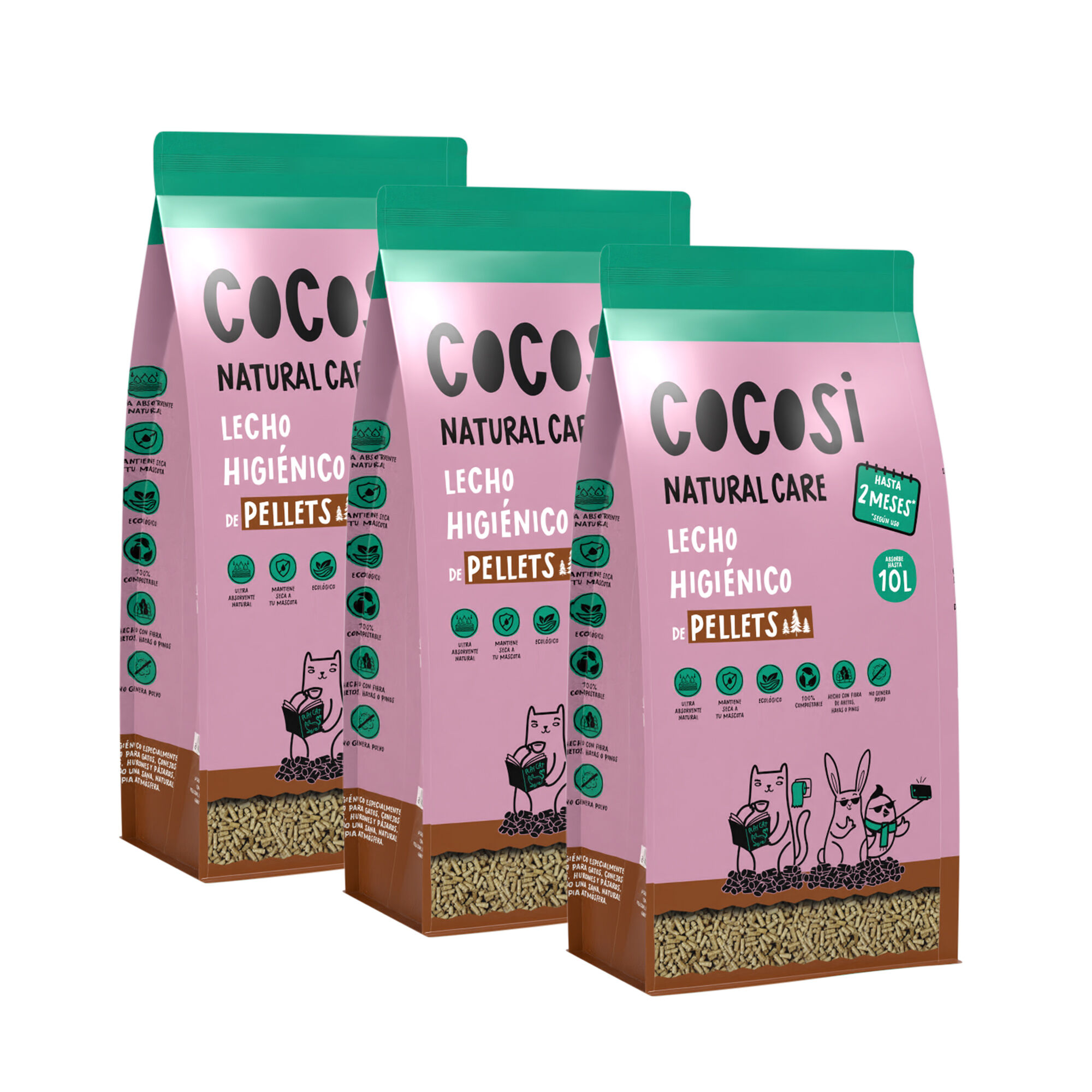 Cocosi natural care lecho higi&eacute;nico de pellets 10 litros, , large Imagen numero 3
