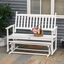 Outsunny Banco Mecedora de Jardín de 2 Plazas Banco Balancín de Madera con Reposabrazos y Respaldo de Listones para Terraza Exterior Carga 250 kg 125x68,5x102 cm Blanco, , large indicador imagen numero 2