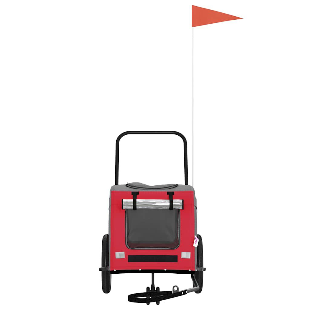 vidaXL Remolque de bicicleta para mascotas Rojo y gris, , large Imagen numero 3